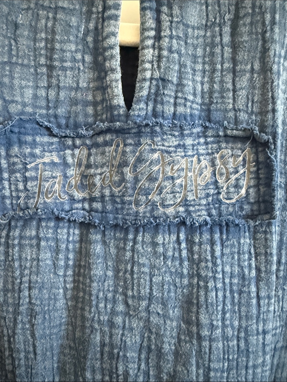 Jaded Gypsy Blue Tiered Gauze Peasant Top - Women 100% cotton - Picture 5 of 7